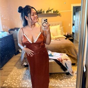 ASOS Terracotta Maxi Dress with White Accents